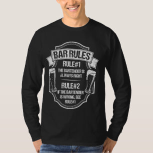 Camiseta Reglas de barras Beber Bar Alcohol Bartender Fiest