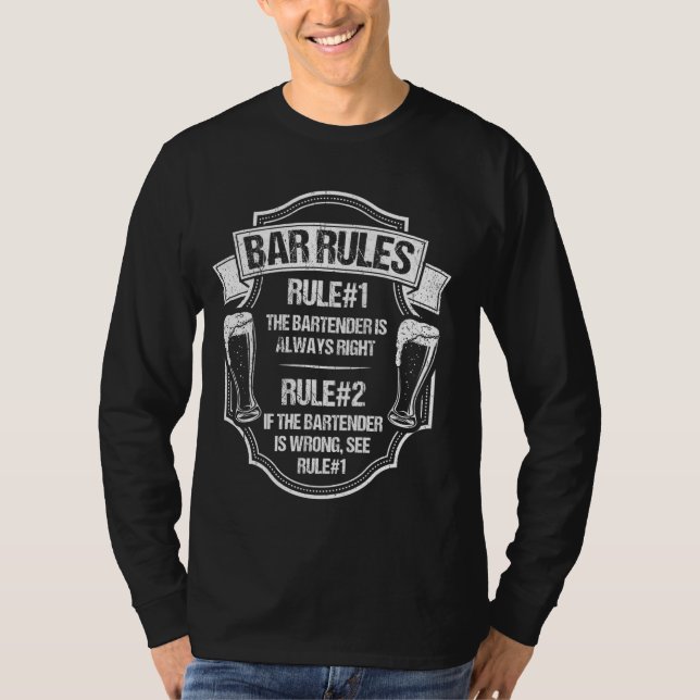 Camiseta Reglas de barras Beber Bar Alcohol Bartender Fiest (Anverso)