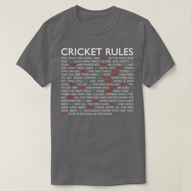 Camiseta Reglas de Cricket (Diseño del anverso)