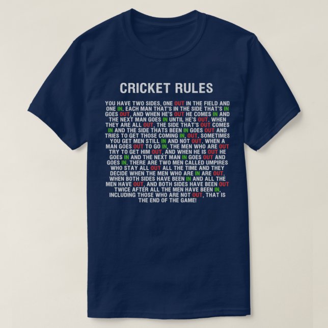 Camiseta Reglas de Cricket Clásicas TShirt Classic TShirt (Diseño del anverso)