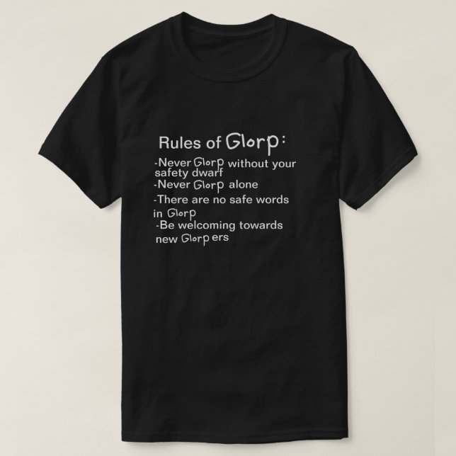 Camiseta Reglas de Glorp (Diseño del anverso)