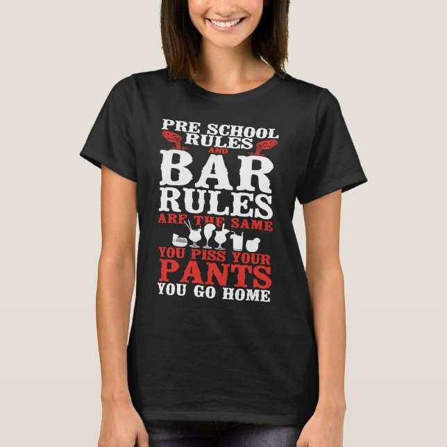 Camiseta Reglas de la Escuela Preescolar de Bartender Mixol (Anverso)