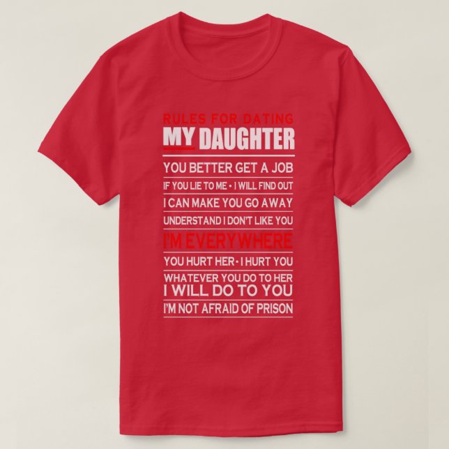 Camiseta Reglas de la hija para salir con mi hija (Diseño del anverso)