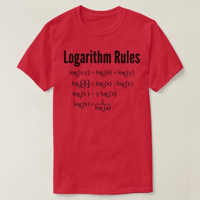 Camiseta Reglas de Logaritmo Matemáticas Regla de registros (Diseño del anverso)