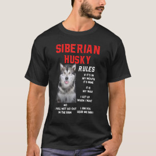 Camiseta Reglas del Husky Siberiano Perro Divertido Dueño M