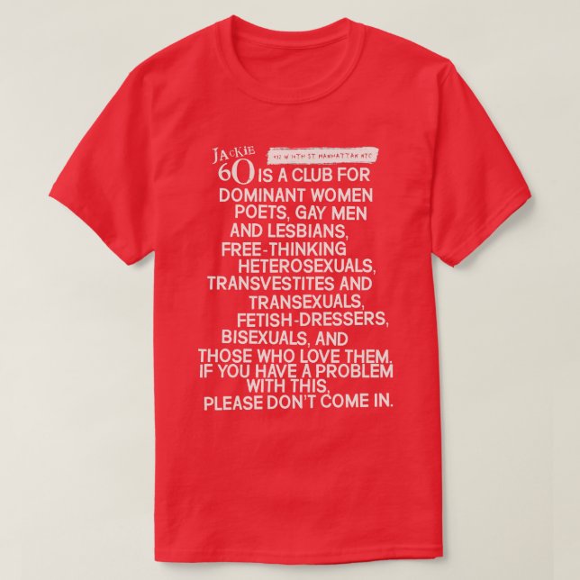 Camiseta REGLAS DIFERENTES Club Nocturno Trans Gay de los 9 (Diseño del anverso)