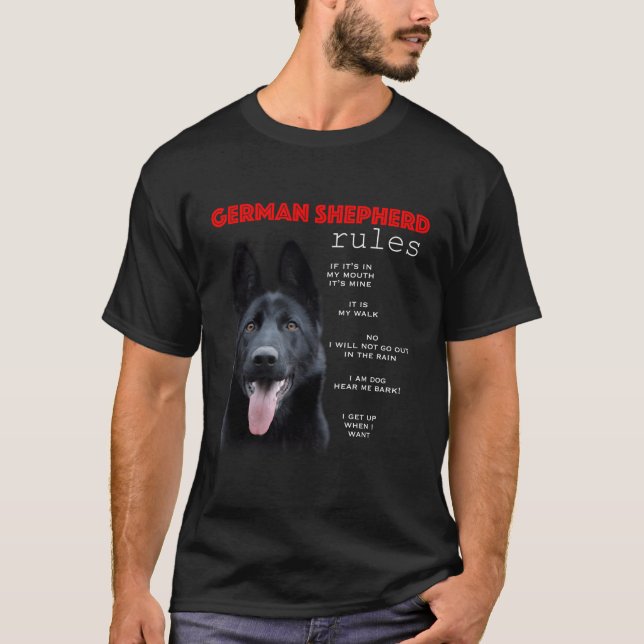 Camiseta Reglas Para El Propietario De Un Pastor Negro (Anverso)