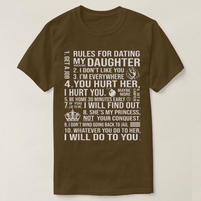 Camiseta Reglas para salir con mi hija, graciosa cita famil (Diseño del anverso)