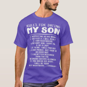 Camiseta Reglas Para Salir Con Mi Hijo Divertido Mamá Papá