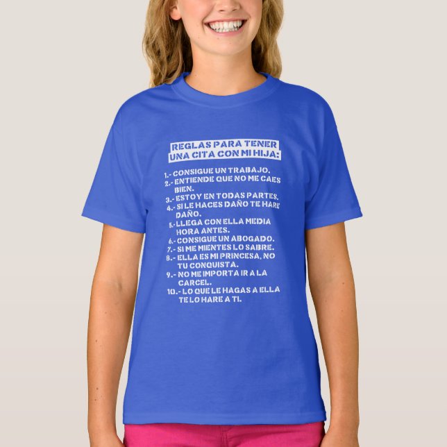 Camiseta Reglas para tener una cita con mi hija (Anverso)