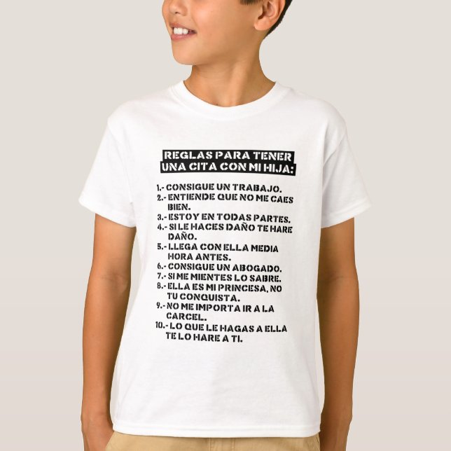 Camiseta Reglas para tener una cita con mi hija (Anverso)