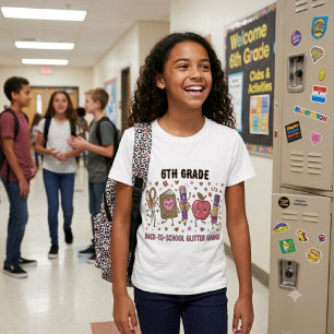 Camiseta Regreso a clases de 6to grado Glitter Gang