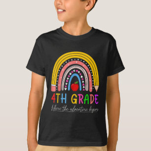 Camiseta Regreso a la Escuela Arcoíris 4to Grado Donde Comi