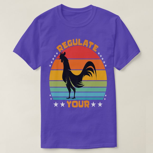 Camiseta Regula tu prima de atardecer retro de gallo de pol (Diseño del anverso)