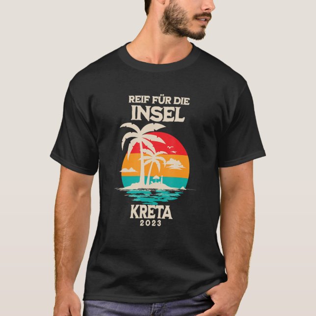 Camiseta Reif für die Insel Crete 2023 Palm Trees Sunset Ou (Anverso)
