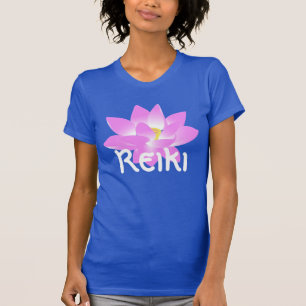 Camiseta "Reiki" con un flor rosado del loto