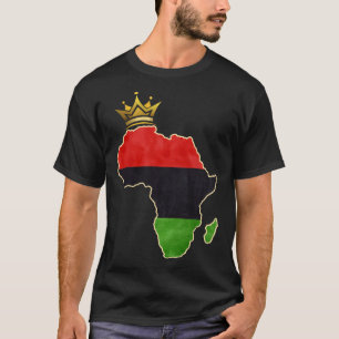 Camiseta Reina Africana Americana Pan Afro Mapa Bandera Neg