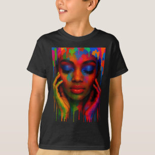 Camiseta Reina afro orgullo negro chicas mujeres pintura ar