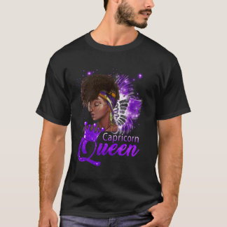 Camiseta Reina afroamericana de púrpura de Capricornio dic 