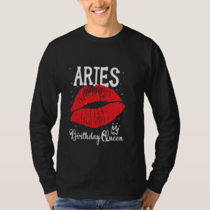 Camiseta Reina Aries Labios Rojos Zodiaco Cumpleaños Reina 