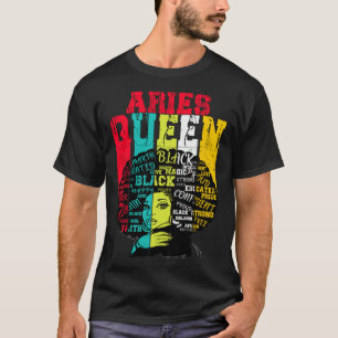 Camiseta Reina Aries Orgullo Aries Mujer Negra Afro Horósco
