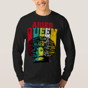 Camiseta Reina Aries Orgullo Aries Mujer Negra Afro Horósco