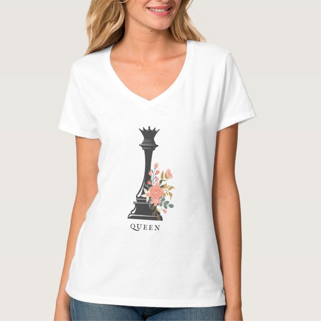 Camiseta Reina | Chess Lover | Ajedrez floral (Anverso)