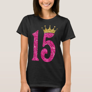 Camiseta Reina Chica de 15 años de edad corona rosa