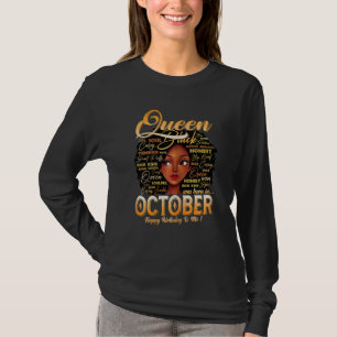 Camiseta Reina Chica De Mujeres Nació En Octubre Feliz