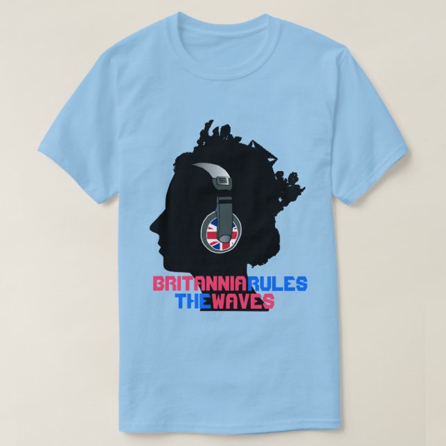 CAMISETA REINA CON CELÉFONOS: BRITANIA REGLA LAS ONDAS (Diseño del anverso)