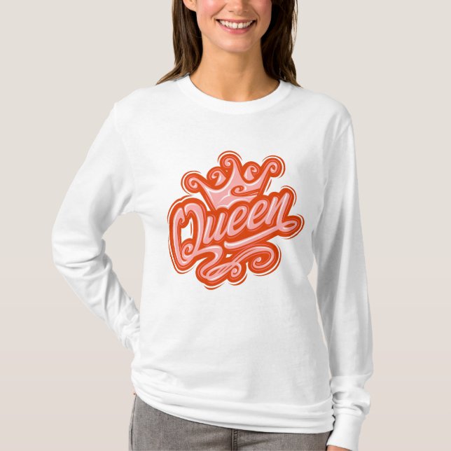Camiseta Reina con corona, diseño de tipografía (Anverso)