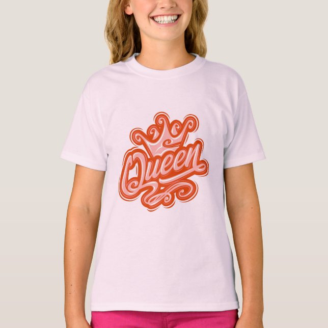 Camiseta Reina con corona, diseño de tipografía (Anverso)