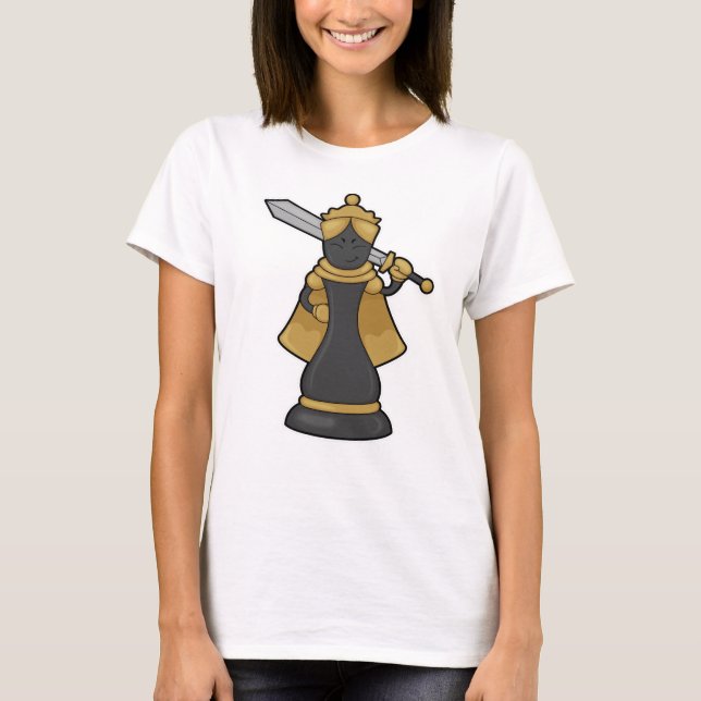 Camiseta Reina de ajedrez en ajedrez con espada (Anverso)