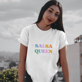 Camiseta reina de baile de salsa latina moderna simple blan