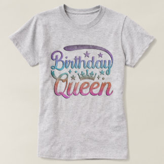 Camiseta Reina de Cumpleaños Corona Ombre de Acuarela Paste