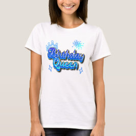 Camiseta Reina de Cumpleaños Gradiente Azul Graffiti 80s