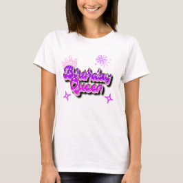 Camiseta Reina de Cumpleaños Gradiente Púrpura Look Graffit