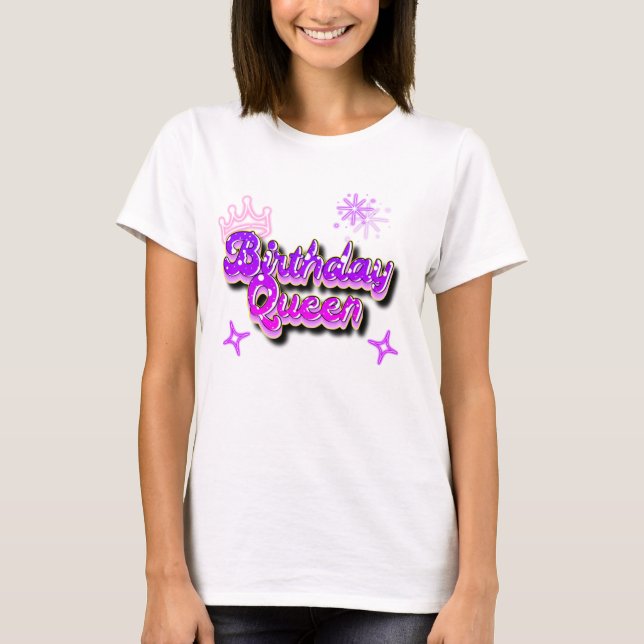 Camiseta Reina de Cumpleaños Gradiente Púrpura Look Graffit (Anverso)