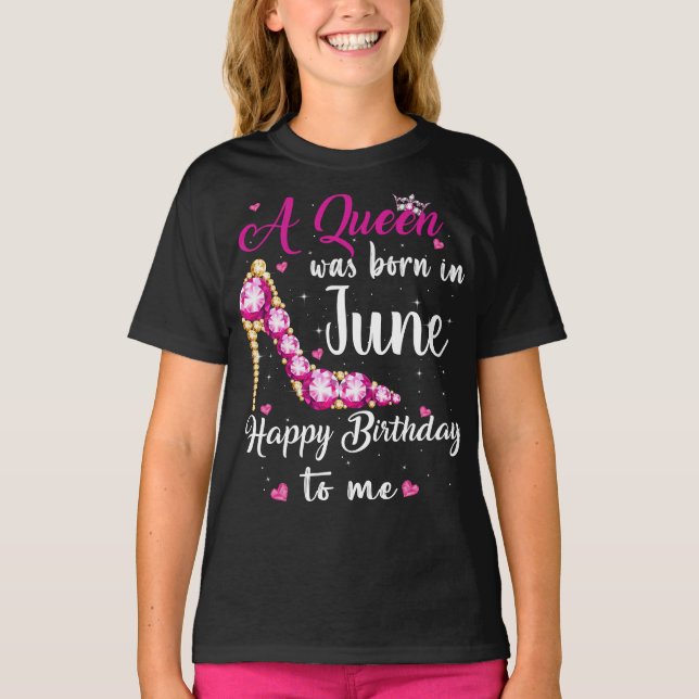 Camiseta Reina de Cumpleaños Personalizada Feliz Cumpleaños (Anverso)