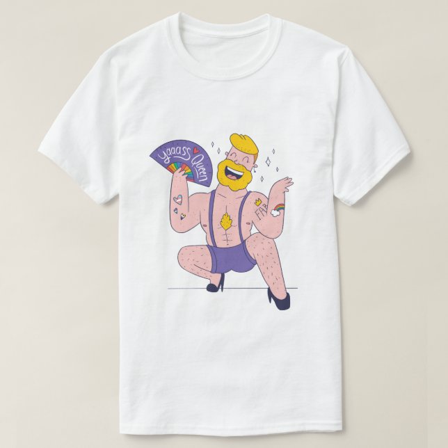 Camiseta Reina de diversión del Orgullo LGBTQIA con tatuaje (Diseño del anverso)