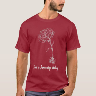 Camiseta Reina de Enero - Flor de Nacimiento Clavel Cumplea