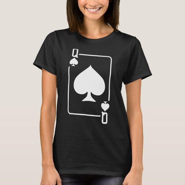Camiseta Reina De Espadas Jugando Tarjeta Halloween Disfraz (Anverso)