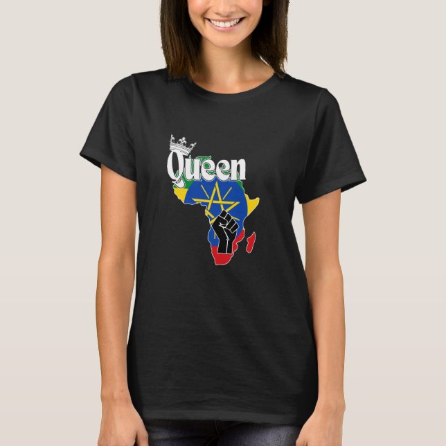 Camiseta Reina de Etiopía con bandera etíope en África Mapa (Anverso)