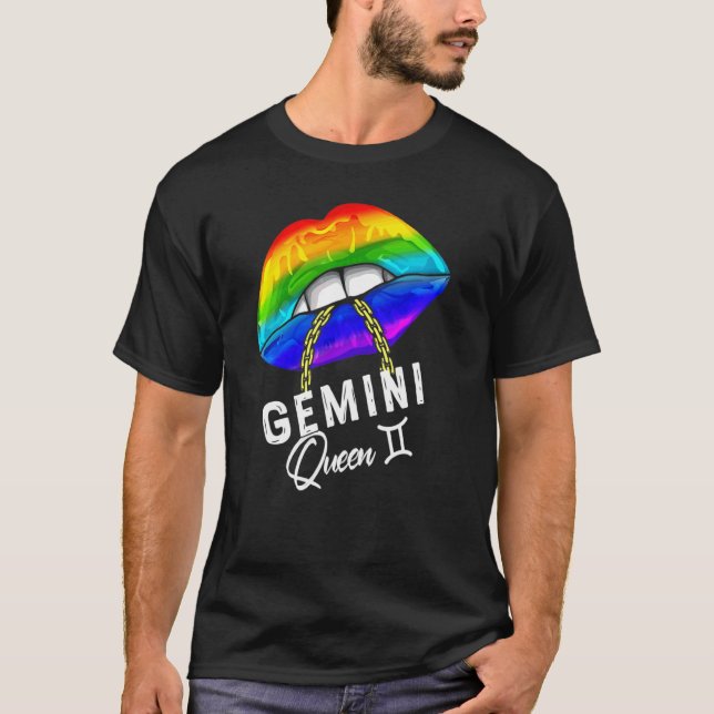 Camiseta Reina de Gemini arcoíris levanta lgbtq levanta gay (Anverso)