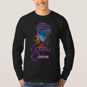 Camiseta Reina de Géminis morada mujer afroamericana puede 