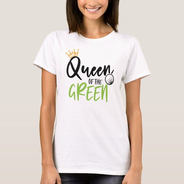 Camiseta Reina De Golf De La Curiosa Verde Girly Moderna (Anverso)