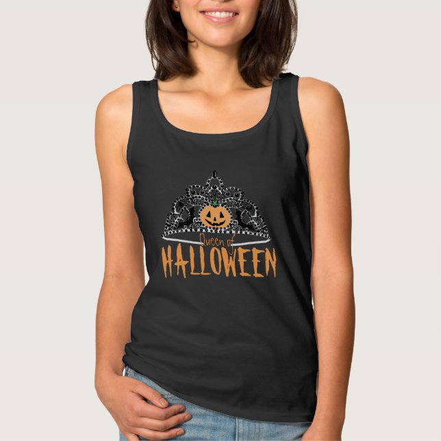 Camiseta Reina de Halloween- Tanque Negro (Anverso)