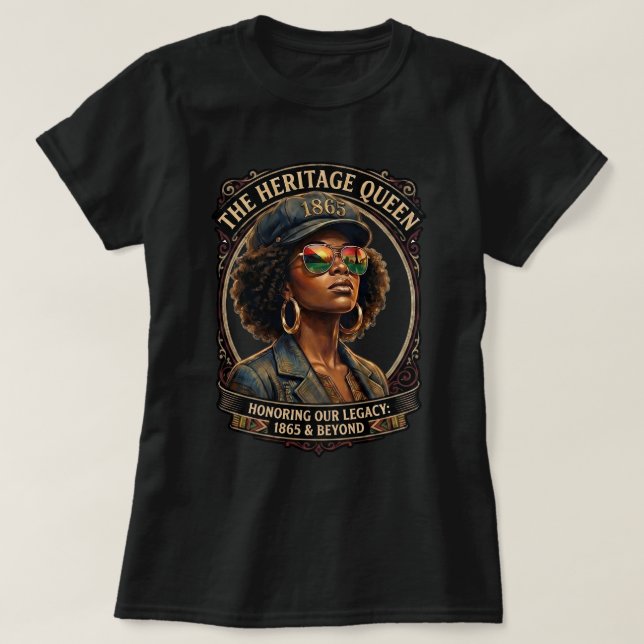 Camiseta Reina de Juneteenth Orgullo Negro, Am (Diseño del anverso)