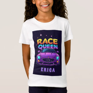 Camiseta Reina de la Carrera Auto Purpura Chicas Estilo Neo