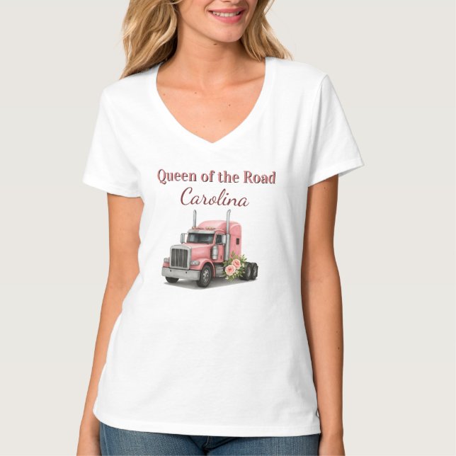 Camiseta Reina de la carretera Cumpleaños camionera (Anverso)